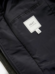 Зеленый с шевронным узором  - Шерсть Blend Mock Gilet Herringbone стеганые пальто - Image 10 of 10