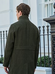 Зеленый с шевронным узором  - Шерсть Blend Mock Gilet Herringbone стеганые пальто - Image 2 of 10