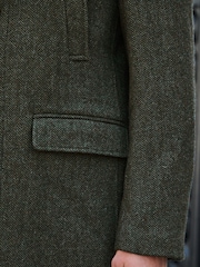 Зеленый с шевронным узором  - Шерсть Blend Mock Gilet Herringbone стеганые пальто - Image 5 of 10