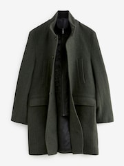 Зеленый с шевронным узором  - Шерсть Blend Mock Gilet Herringbone стеганые пальто - Image 6 of 10