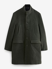 Зеленый с шевронным узором  - Шерсть Blend Mock Gilet Herringbone стеганые пальто - Image 7 of 10