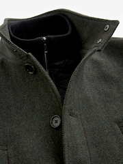 Зеленый с шевронным узором  - Шерсть Blend Mock Gilet Herringbone стеганые пальто - Image 8 of 10