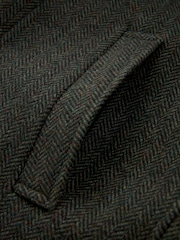 Зеленый с шевронным узором  - Шерсть Blend Mock Gilet Herringbone стеганые пальто - Image 9 of 10