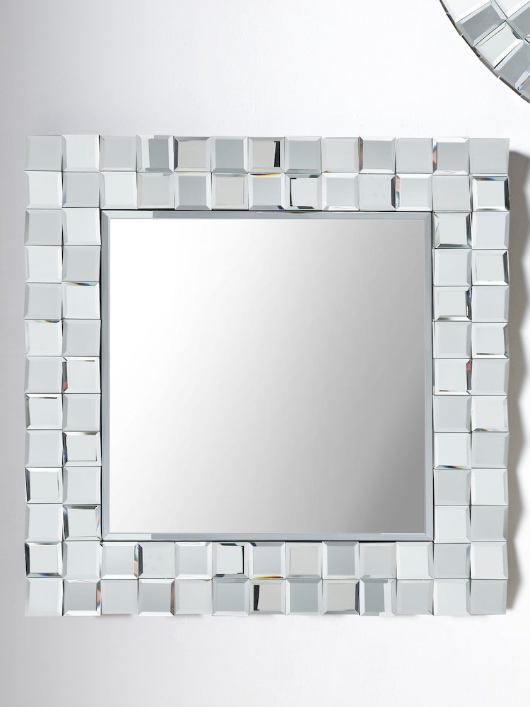 Pacific Silver Mirrored Glass Tile Square Wall Mirror - Image 1 of 4