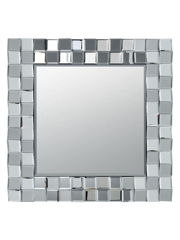 Pacific Silver Mirrored Glass Tile Square Wall Mirror - Image 2 of 4