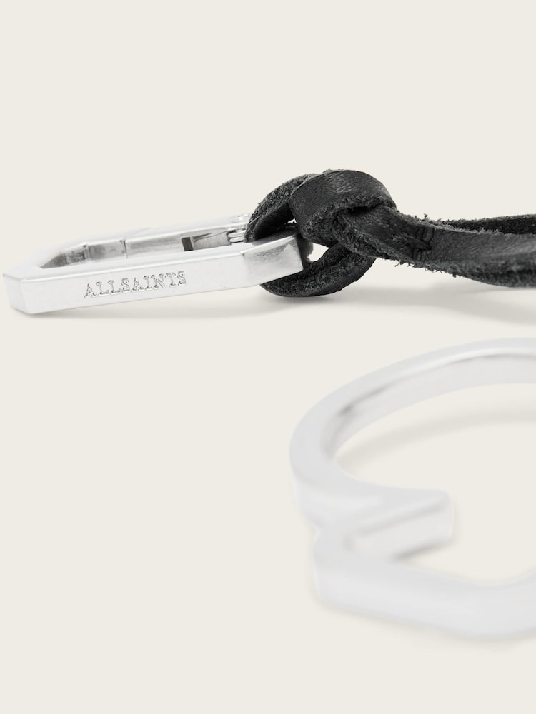 AllSaints Black Club Metal Keyring - Image 2 of 2