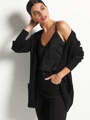 Black Cosy Pocket Detail Cardigan - Image 1 of 7