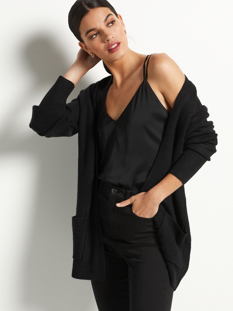 Black Cosy Pocket Detail Cardigan - Image 1 of 7