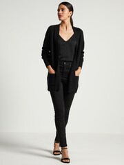 Black Cosy Pocket Detail Cardigan - Image 3 of 7