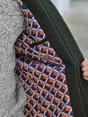 Green Herringbone Four Pocket Funnel Neck Coat - Image 4 of 10