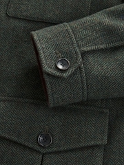Green Herringbone Four Pocket Funnel Neck Coat - Image 8 of 10