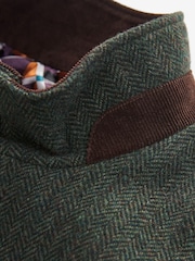 Green Herringbone Four Pocket Funnel Neck Coat - Image 9 of 10