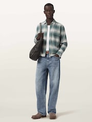 AllSaints Blue Polanco Long Sleeve Shirt - Image 6 of 7