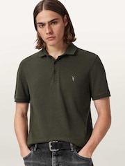 AllSaints Green Reform Short Sleeve Polo Shirt - Image 1 of 9
