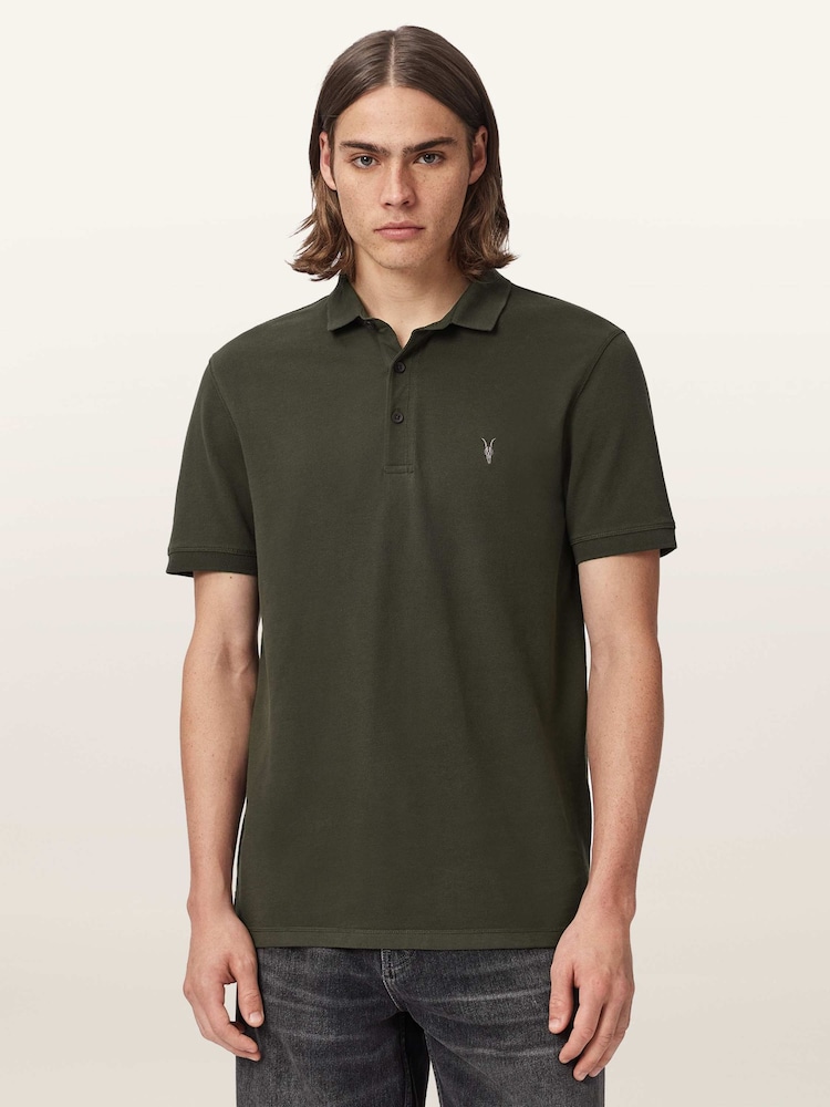 AllSaints Green Reform Short Sleeve Polo Shirt - Image 2 of 9