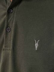 AllSaints Green Reform Short Sleeve Polo Shirt - Image 4 of 9