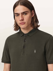 AllSaints Green Reform Short Sleeve Polo Shirt - Image 5 of 9