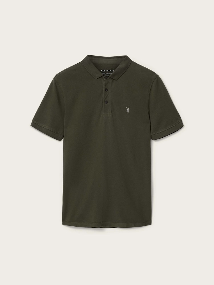 AllSaints Green Reform Short Sleeve Polo Shirt - Image 9 of 9