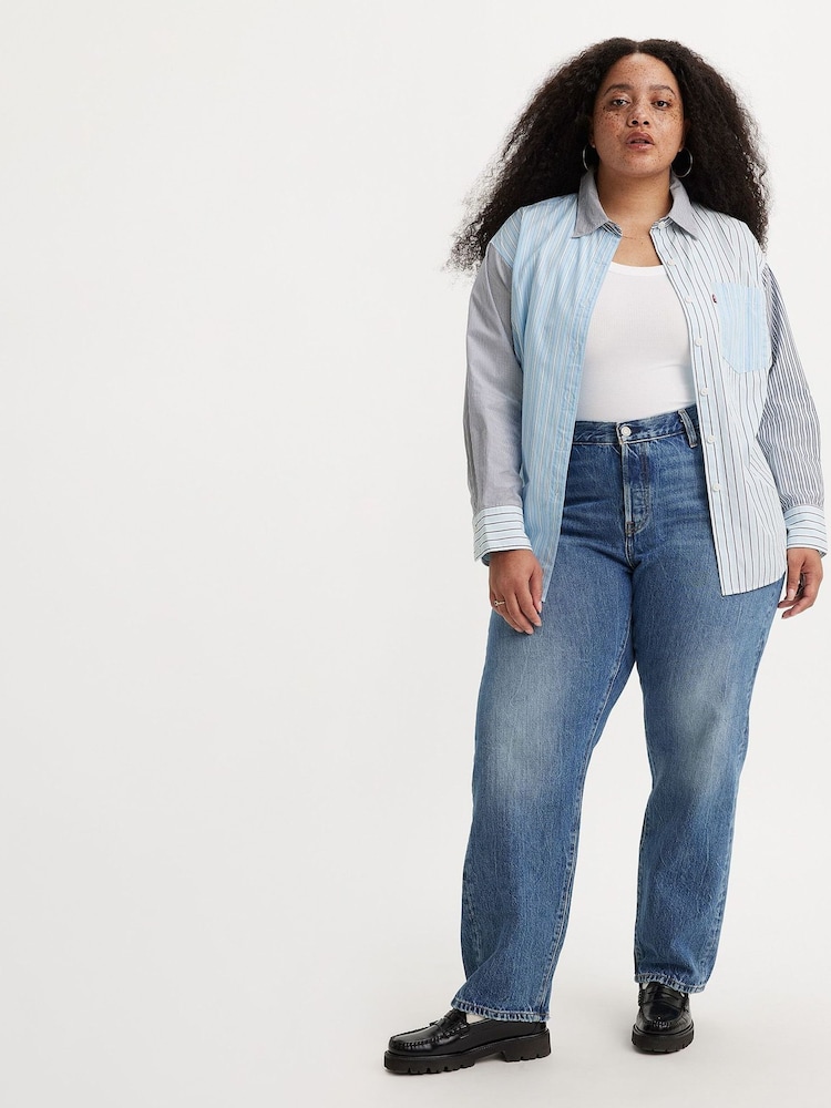 Levi's® Light Blue Denim Curve 501 81 Straight Fit 100% Cotton Jeans - Image 1 of 10