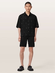 AllSaints Black Cardsuit Short Sleeve Shirt - Image 2 of 6