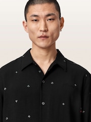 AllSaints Black Cardsuit Short Sleeve Shirt - Image 3 of 6
