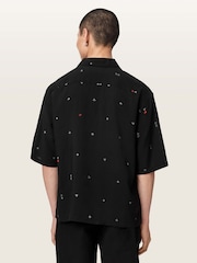 AllSaints Black Cardsuit Short Sleeve Shirt - Image 4 of 6
