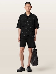 AllSaints Black Cardsuit Short Sleeve Shirt - Image 5 of 6