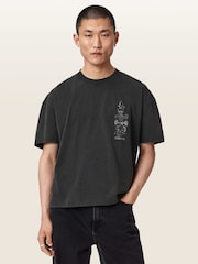 AllSaints Black Ignis Short Sleeve Crew Neck T-Shirt - Image 1 of 6
