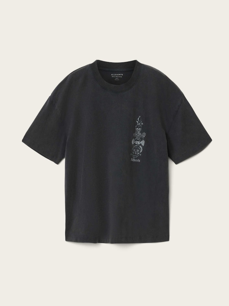 AllSaints Black Ignis Short Sleeve Crew Neck T-Shirt - Image 6 of 6 AllSaints Black Ignis Short Sleeve Crew Neck T-Shirt - Image 6 of 6