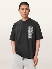 AllSaints Black Repeat Short Sleeve Crew Neck T-Shirt - Image 1 of 7
