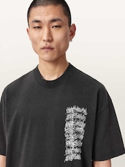 AllSaints Black Repeat Short Sleeve Crew Neck T-Shirt - Image 4 of 7