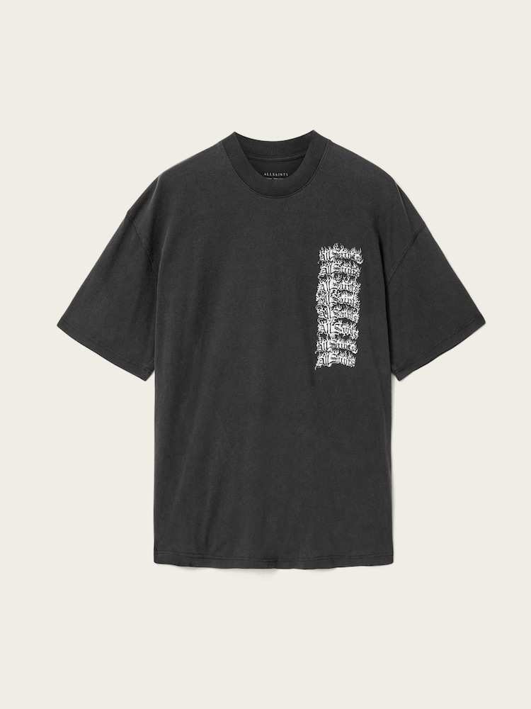 AllSaints Black Repeat Short Sleeve Crew Neck T-Shirt - Image 7 of 7 AllSaints Black Repeat Short Sleeve Crew Neck T-Shirt - Image 7 of 7