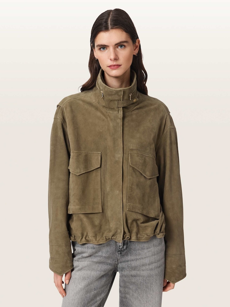AllSaints Green Clay Suede Jacket - Image 1 of 7