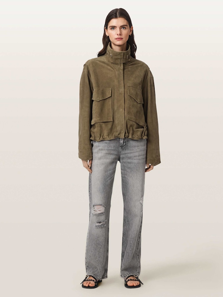 AllSaints Green Clay Suede Jacket - Image 2 of 7