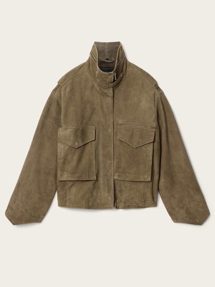AllSaints Green Clay Suede Jacket - Image 7 of 7