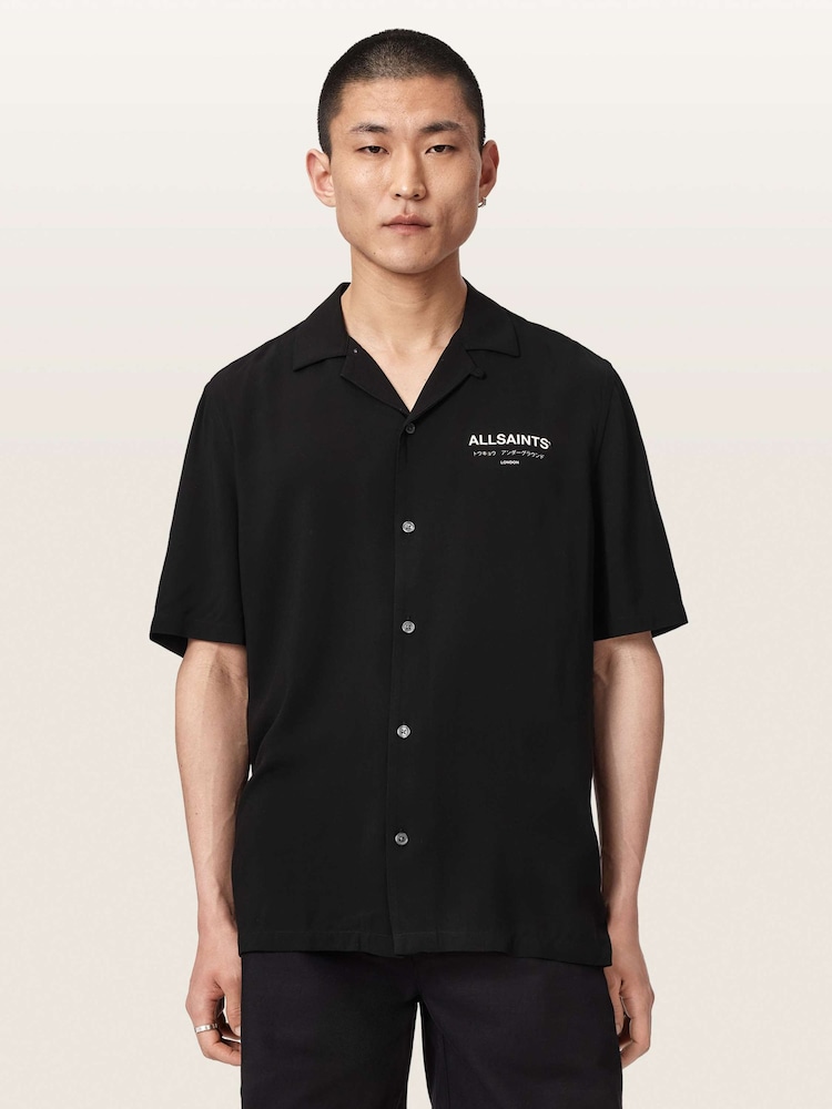 AllSaints Black Underground Short Sleeve Shirt - Image 1 of 8