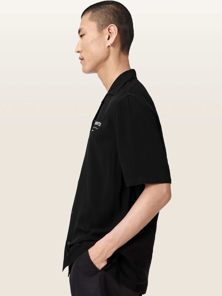 AllSaints Black Underground Short Sleeve Shirt - Image 2 of 8