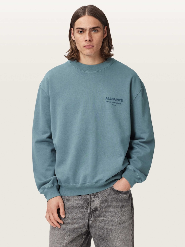 AllSaints Blue Xander Crew Sweat Top - Image 1 of 6