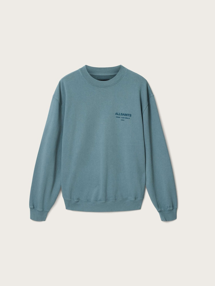 AllSaints Blue Xander Crew Sweat Top - Image 6 of 6