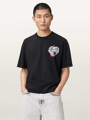 AllSaints Black Reflect Short Sleeve Crew Neck T-Shirt - Image 1 of 7