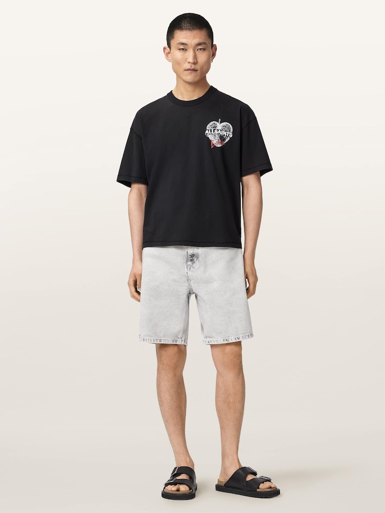 AllSaints Black Reflect Short Sleeve Crew Neck T-Shirt - Image 2 of 7
