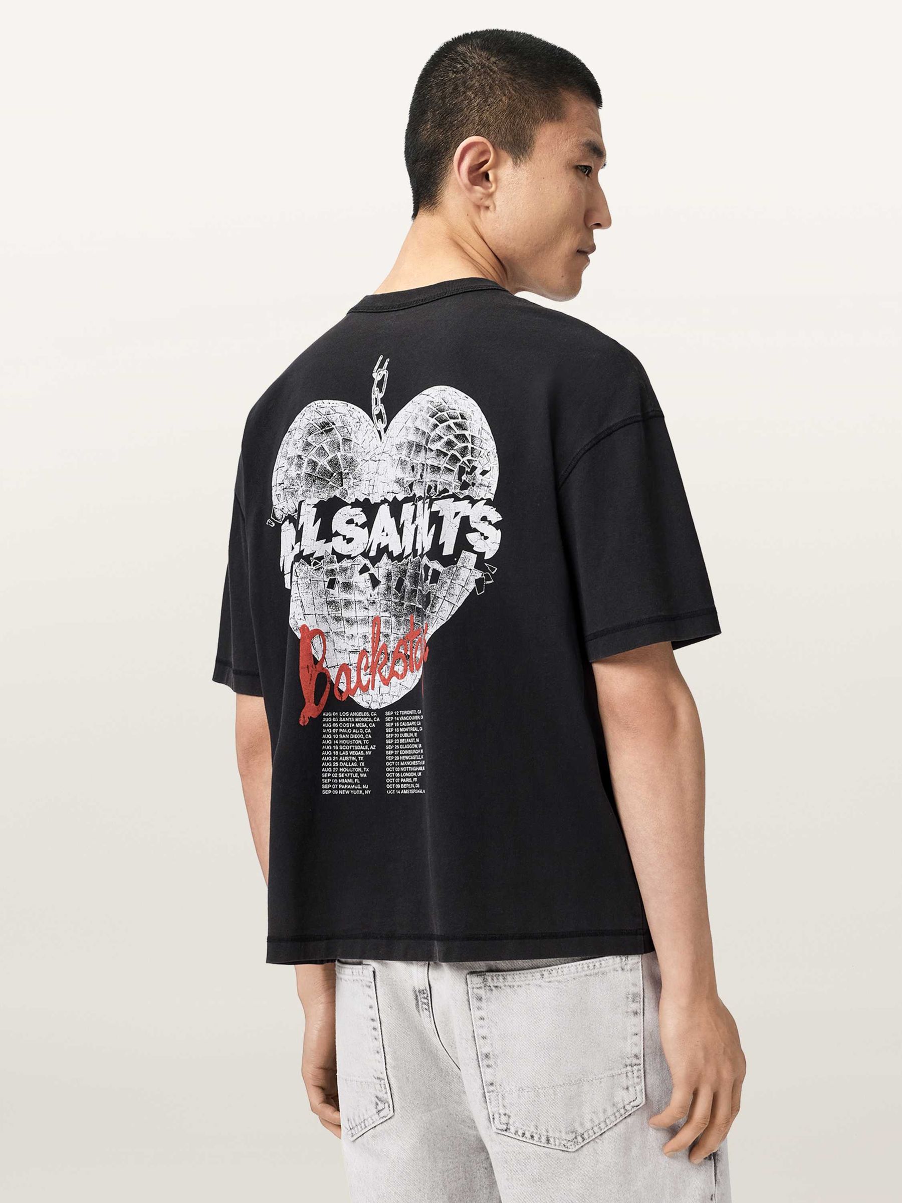 Buy AllSaints Black Reflect Short Sleeve Crew Neck T-Shirt from
