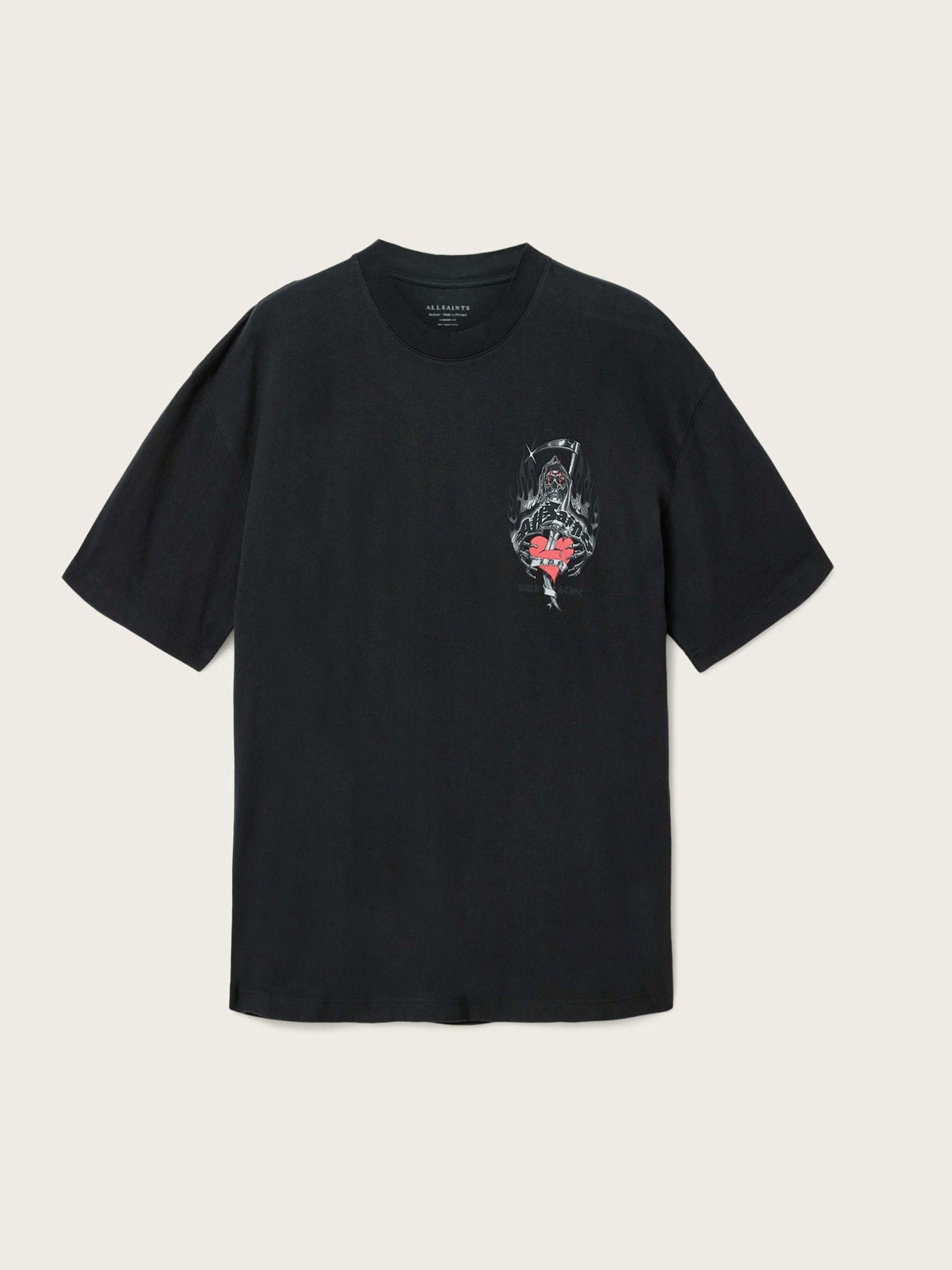 Buy AllSaints Black Reflect Short Sleeve Crew Neck T-Shirt from