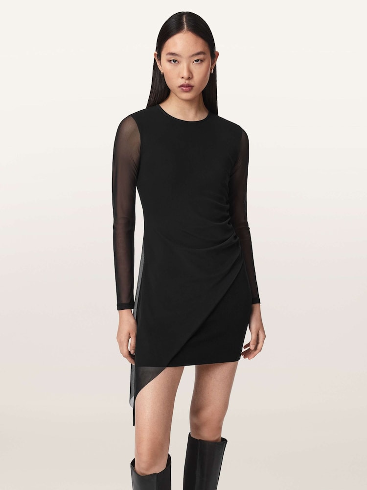 AllSaints Black Riley Mini Dress - Image 1 of 6 AllSaints Black Riley Mini Dress - Image 1 of 6