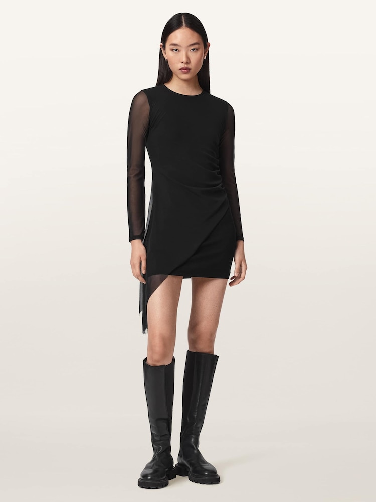 AllSaints Black Riley Mini Dress - Image 2 of 6 AllSaints Black Riley Mini Dress - Image 2 of 6