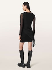 AllSaints Black Riley Mini Dress - Image 4 of 6
