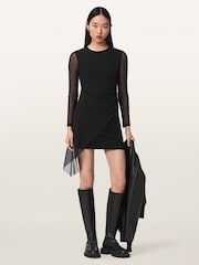 AllSaints Black Riley Mini Dress - Image 5 of 6