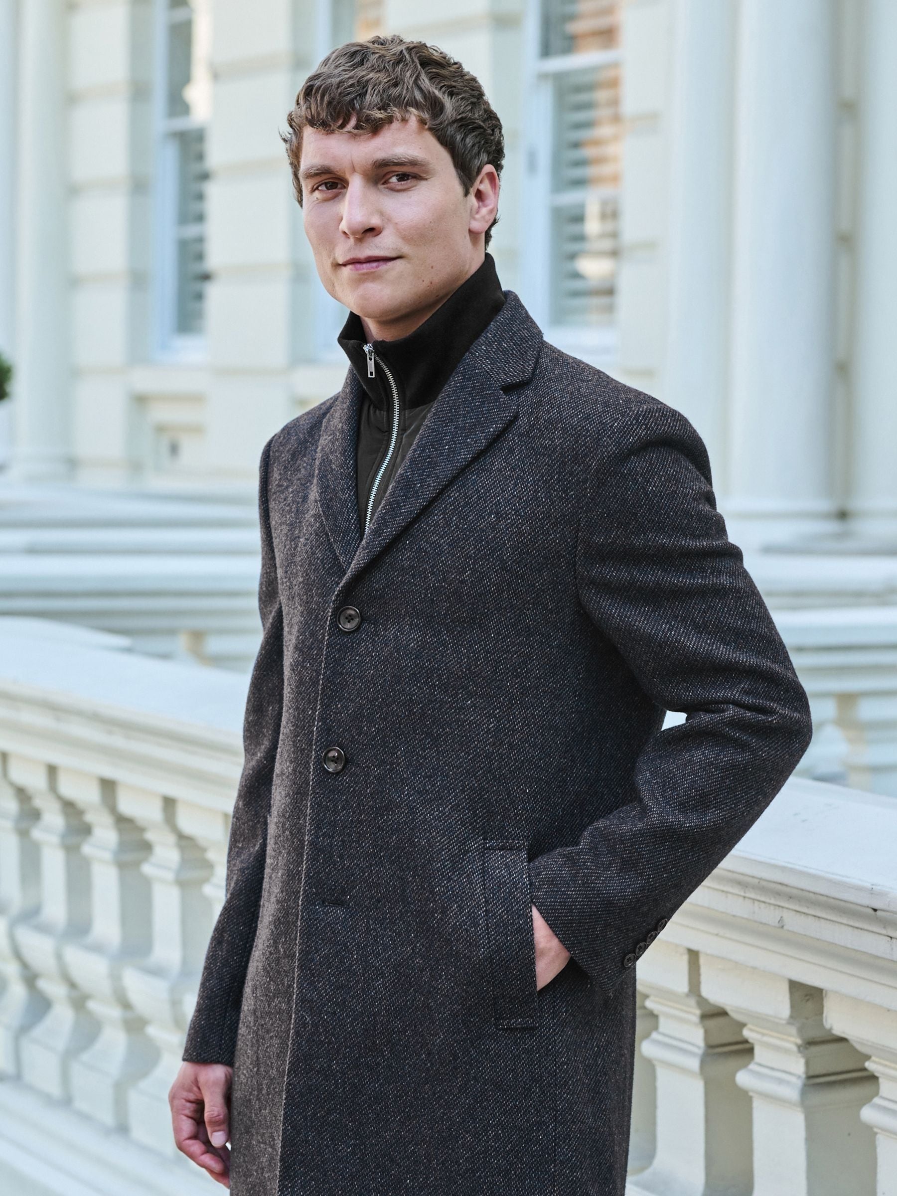 Navy blue wool overcoat 2025