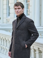 Navy Blue Signature Wool Rich Textured Epsom Overcoat - Image 1 of 12