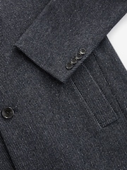 Navy Blue Signature Wool Rich Textured Epsom Overcoat - Image 10 of 12
